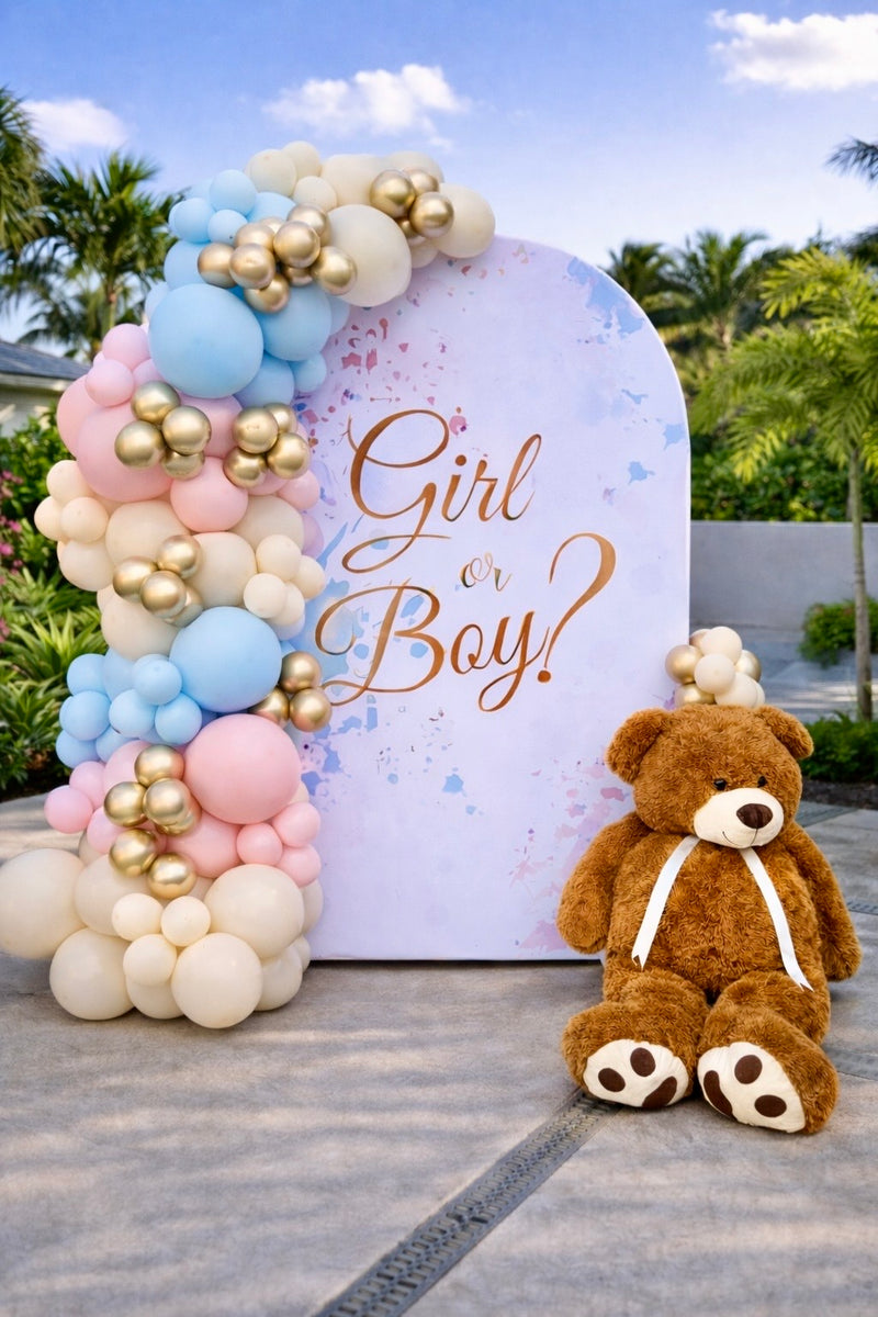 Gender Reveal Balloon Arch & Backdrop | Girl or Boy Decor