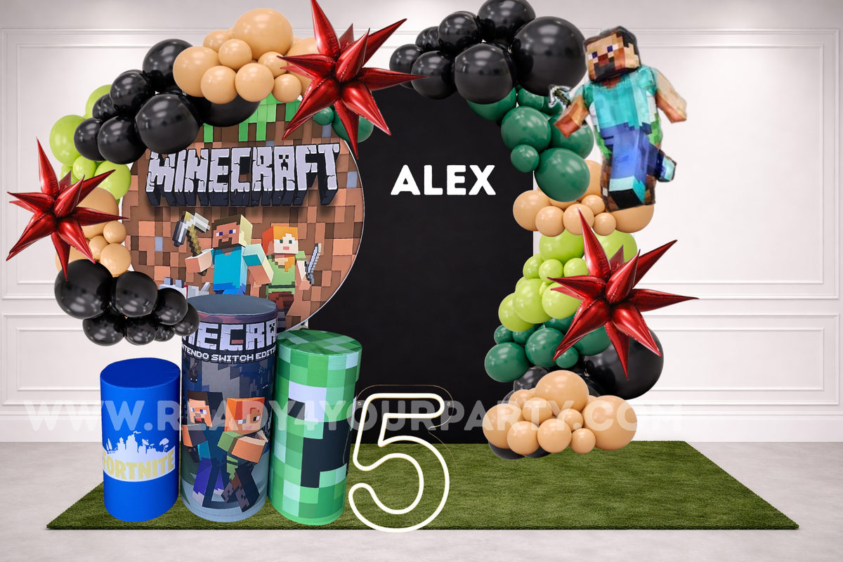 Minecraft Inspired Deluxe Balloon Backdrop Package – Ready 4 Your Party