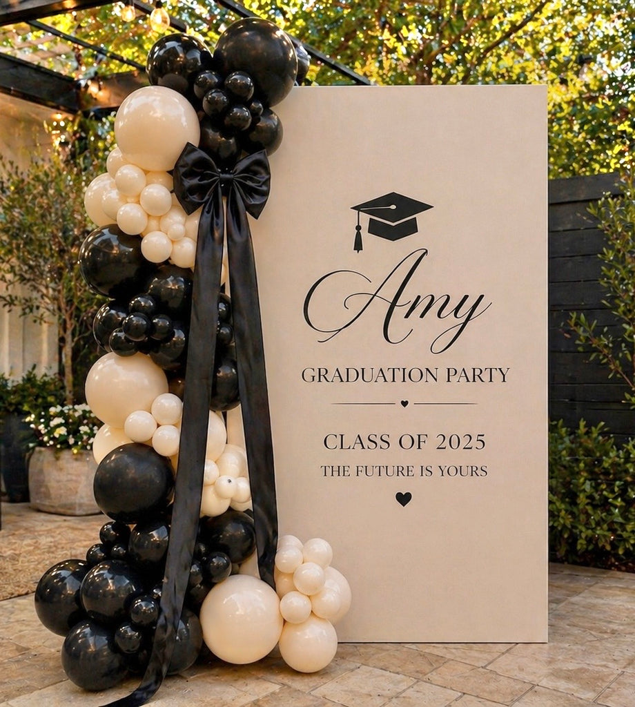 Graduation Balloon Backdrop Black Ivory | Pembroke Pines Miami Party ...